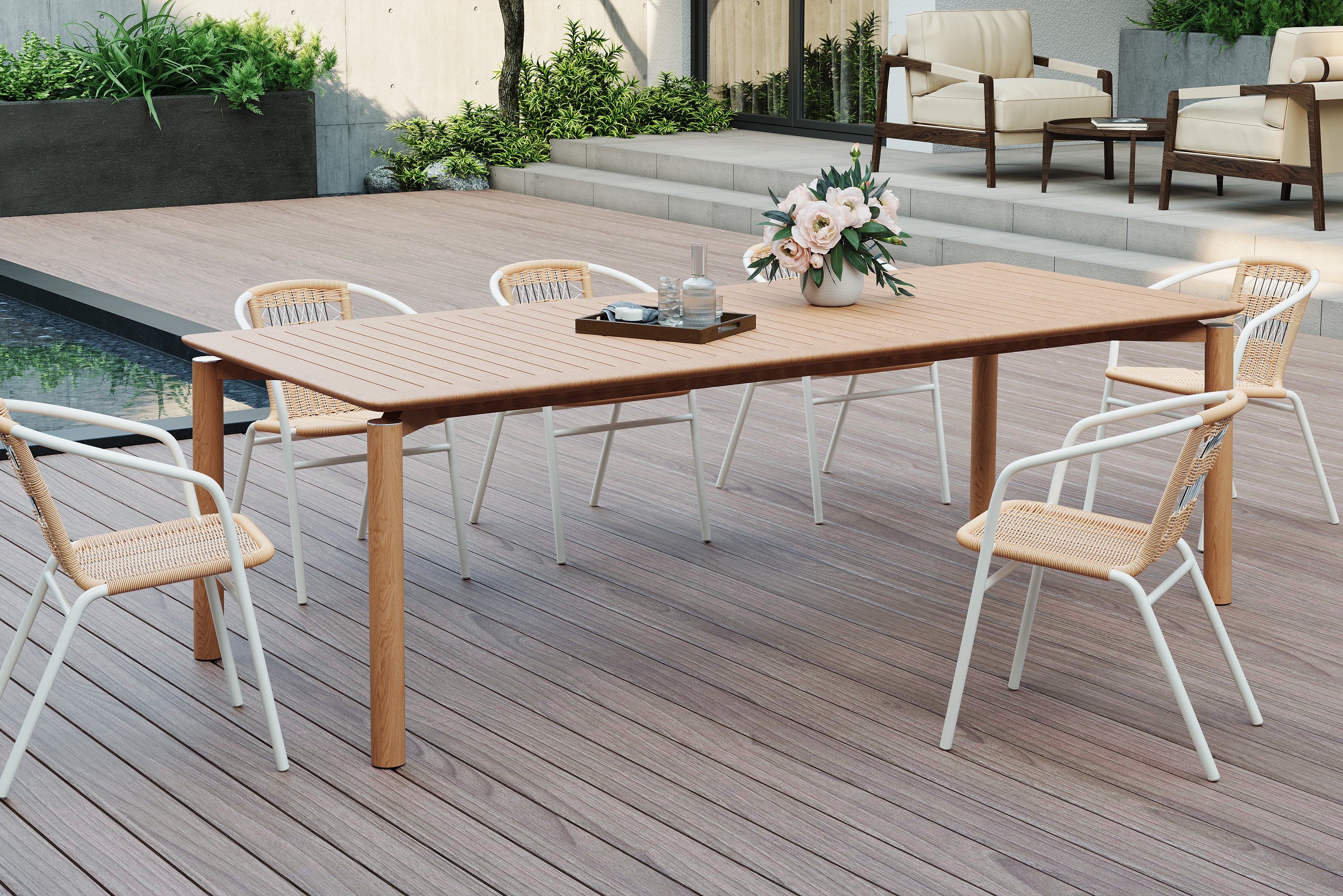 Valencia Caterina Wood 94.5" Outdoor Table, Natural