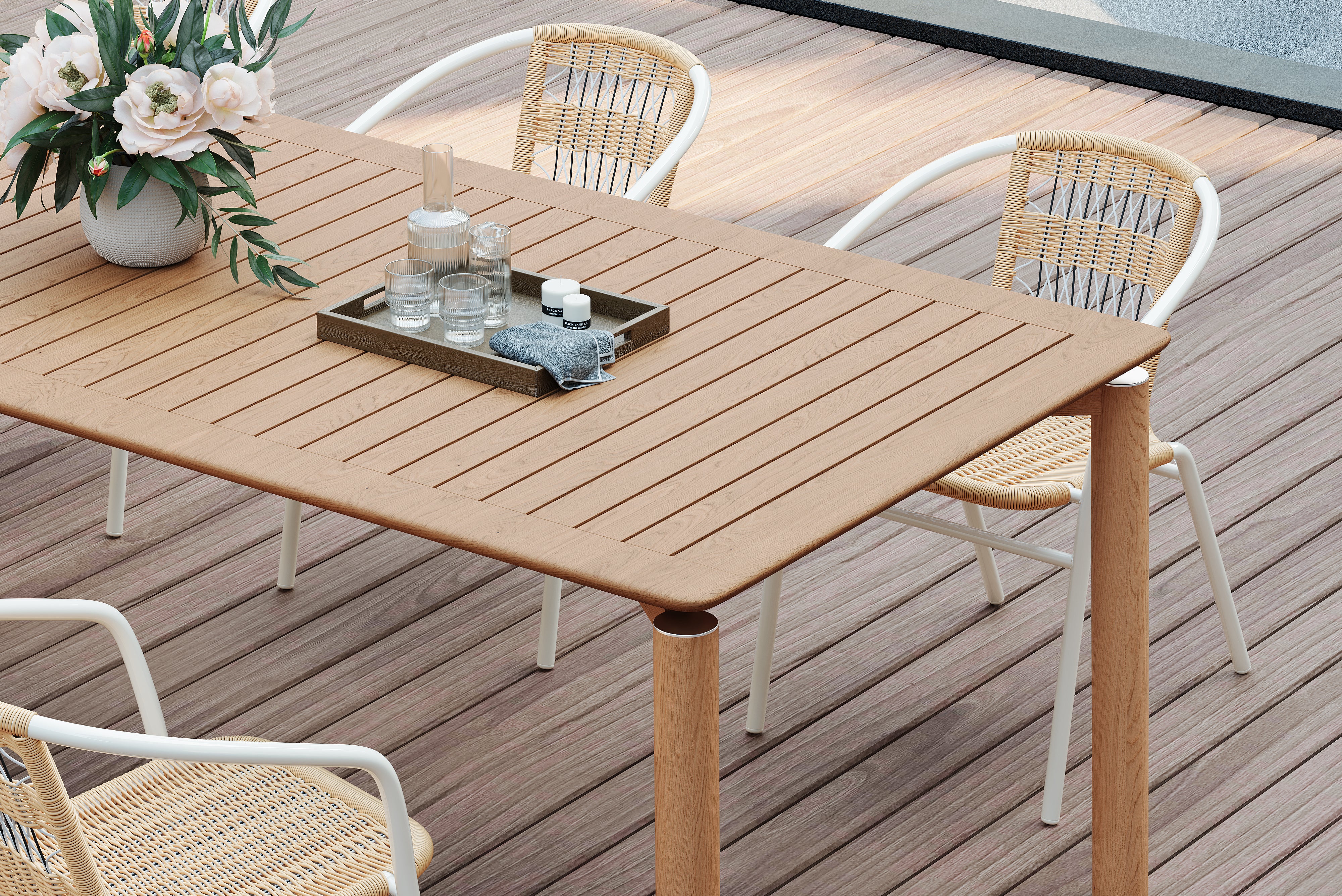 Valencia Caterina Wood 94.5" Outdoor Table, Natural