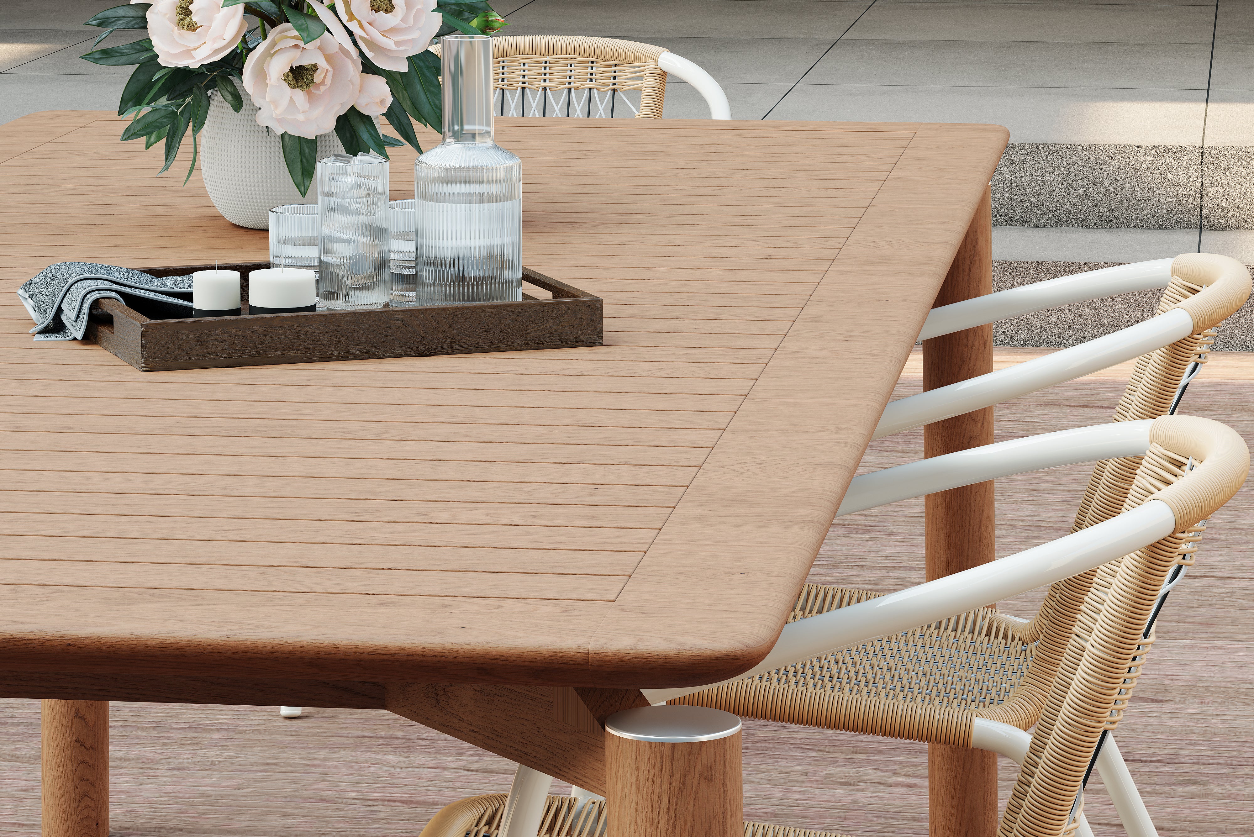 Valencia Caterina Wood 94.5" Outdoor Table, Natural