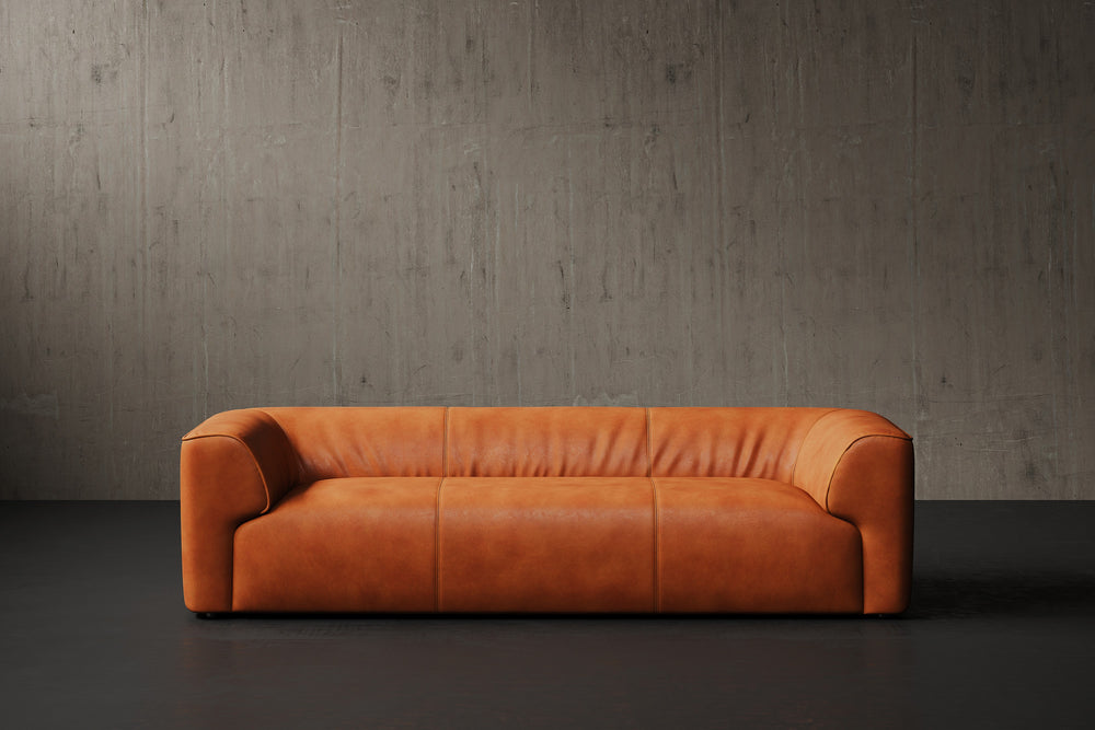 Valencia Cathleen 105" Full-Grain Aniline Leather Wide Sofa, Cognac