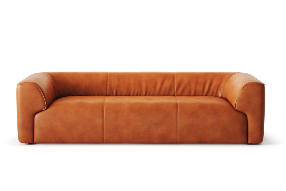 Valencia Cathleen 105" Full-Grain Aniline Leather Wide Sofa, Cognac