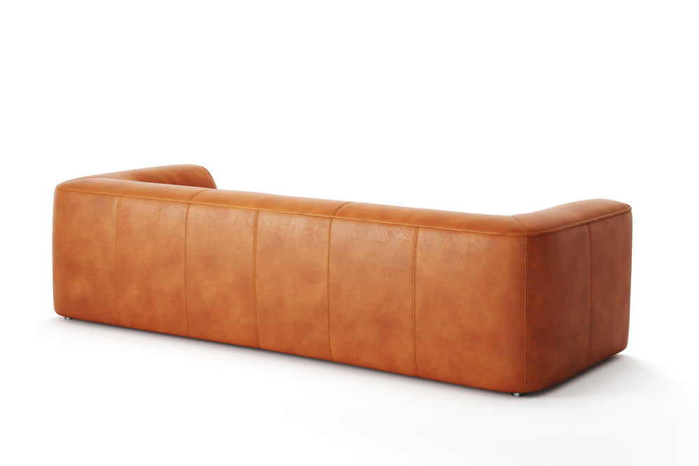 Valencia Cathleen 105" Full-Grain Aniline Leather Wide Sofa, Cognac