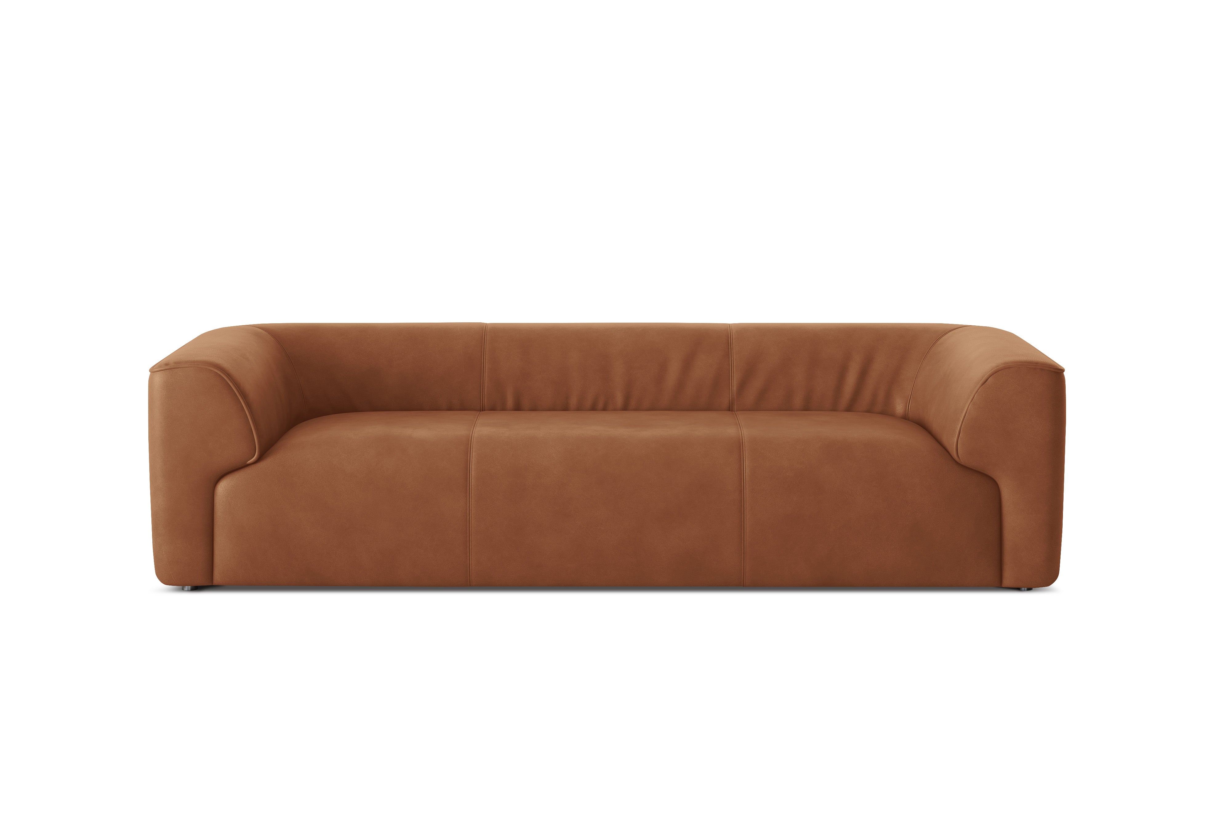 Valencia Cathleen 105" Full-Grain Aniline Leather Wide Sofa, Cognac