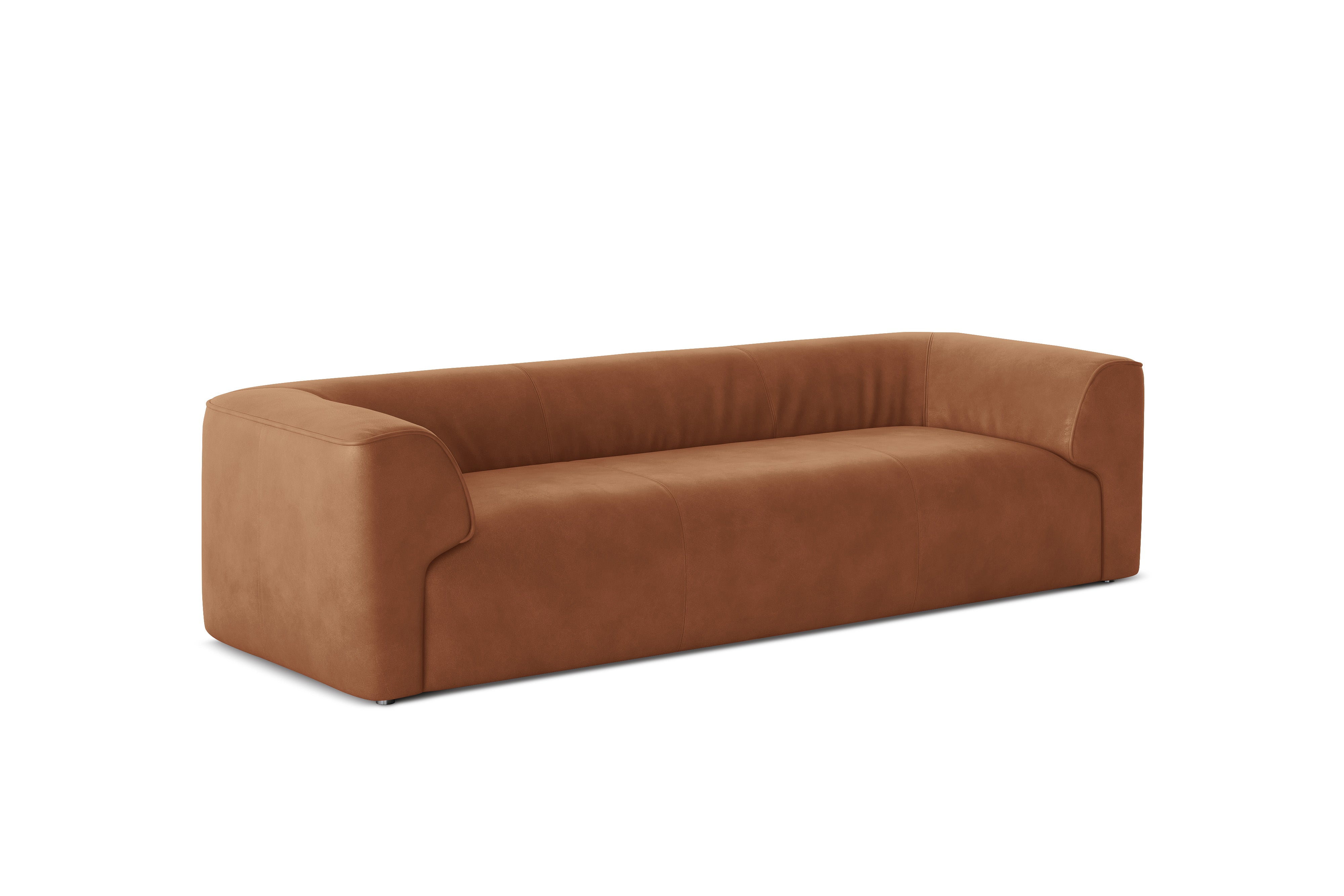 Valencia Cathleen 105" Full-Grain Aniline Leather Wide Sofa, Cognac