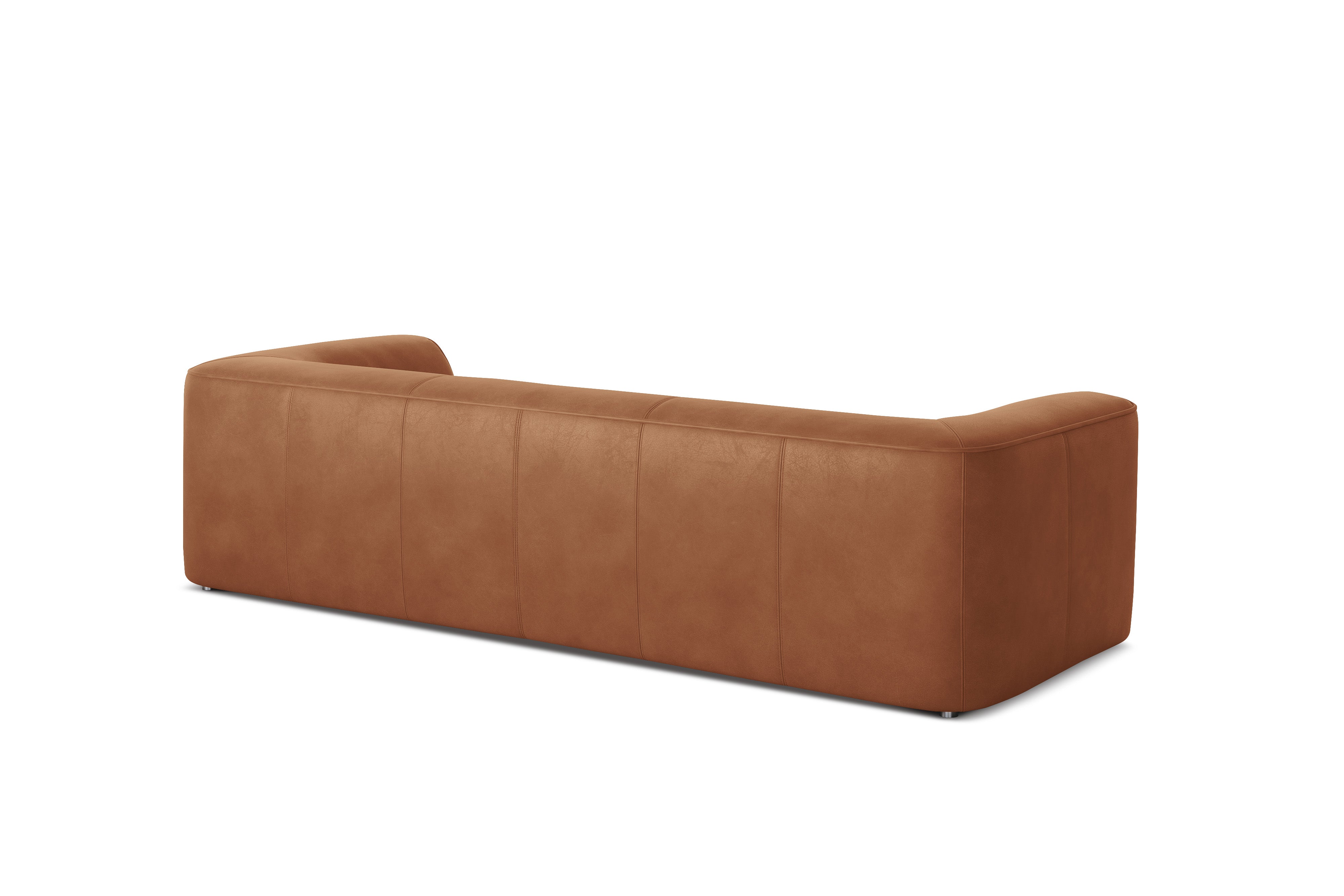 Valencia Cathleen 105" Full-Grain Aniline Leather Wide Sofa, Cognac