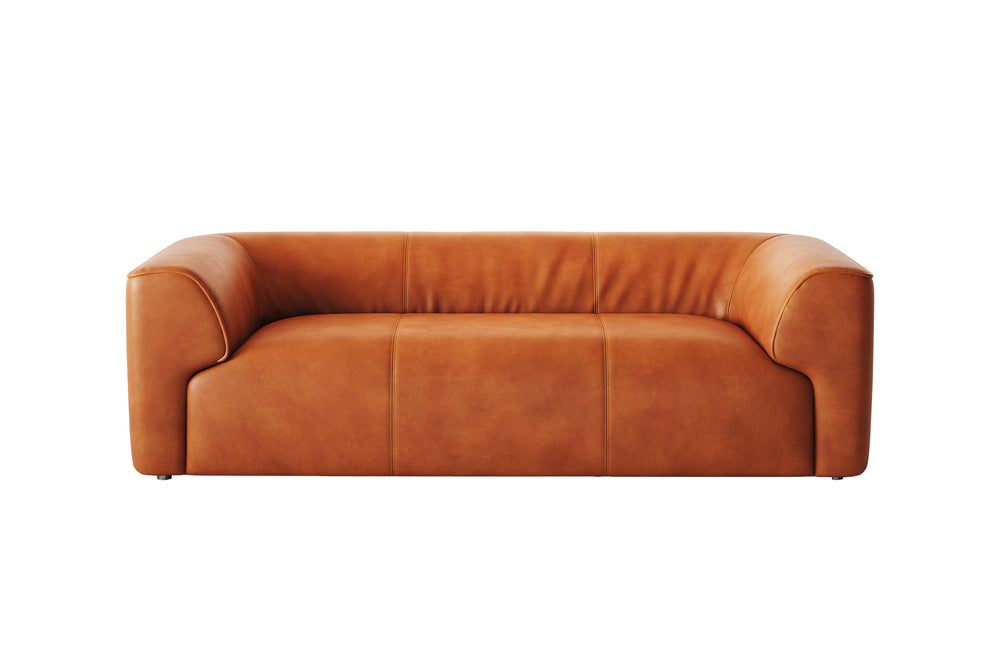 Valencia Cathleen 88" Full-Grain Aniline Leather Wide Sofa, Cognac