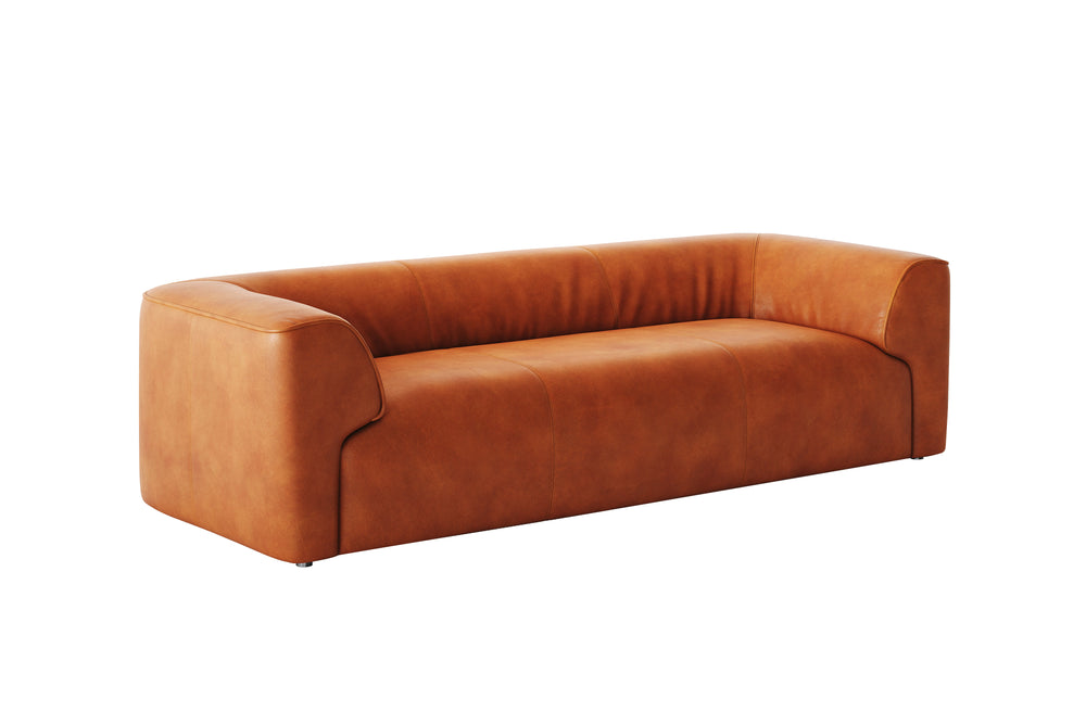 Valencia Cathleen 88" Full-Grain Aniline Leather Wide Sofa, Cognac