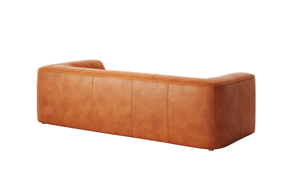 Valencia Cathleen 88" Full-Grain Aniline Leather Wide Sofa, Cognac