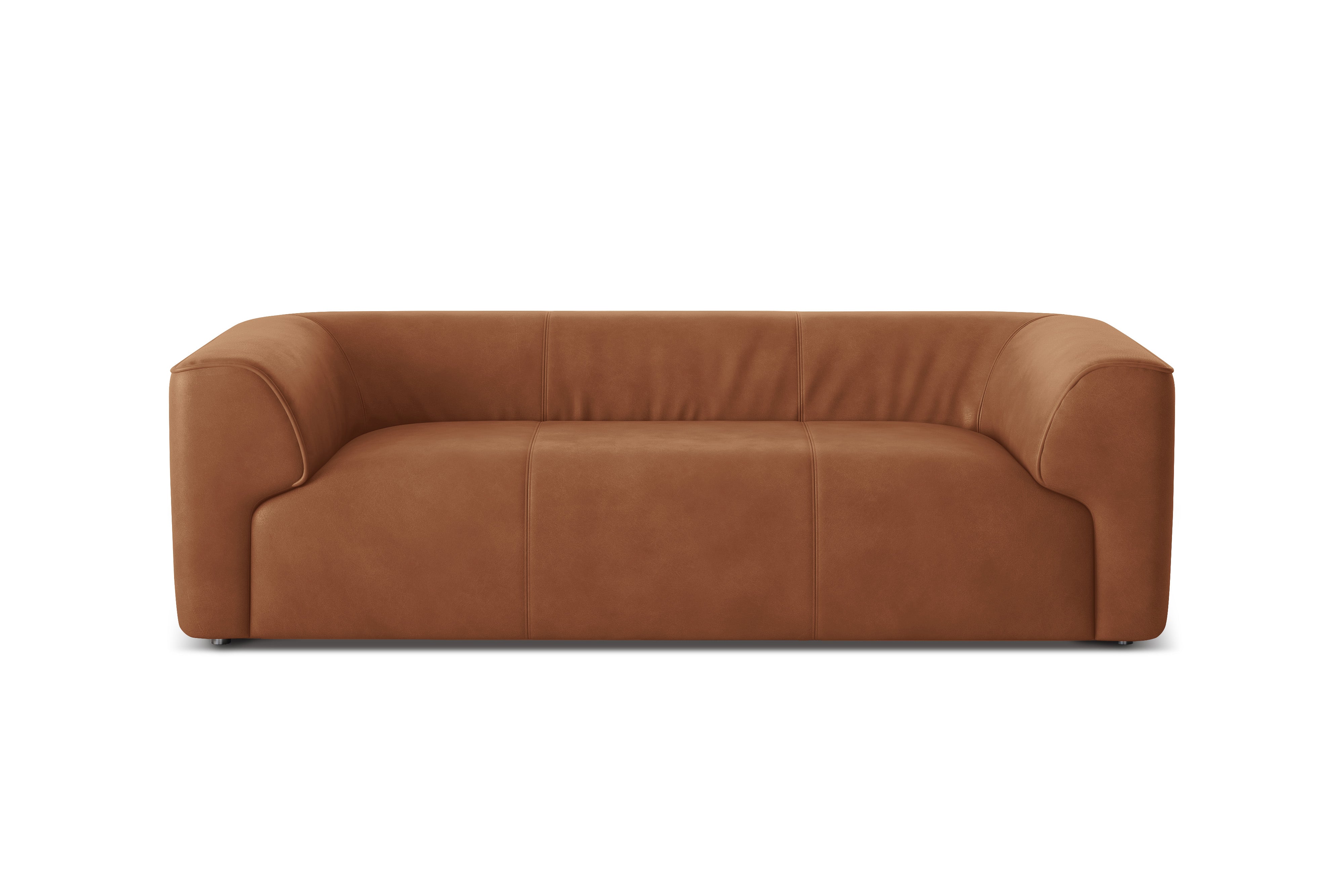 Valencia Cathleen 88" Full-Grain Aniline Leather Wide Sofa, Cognac