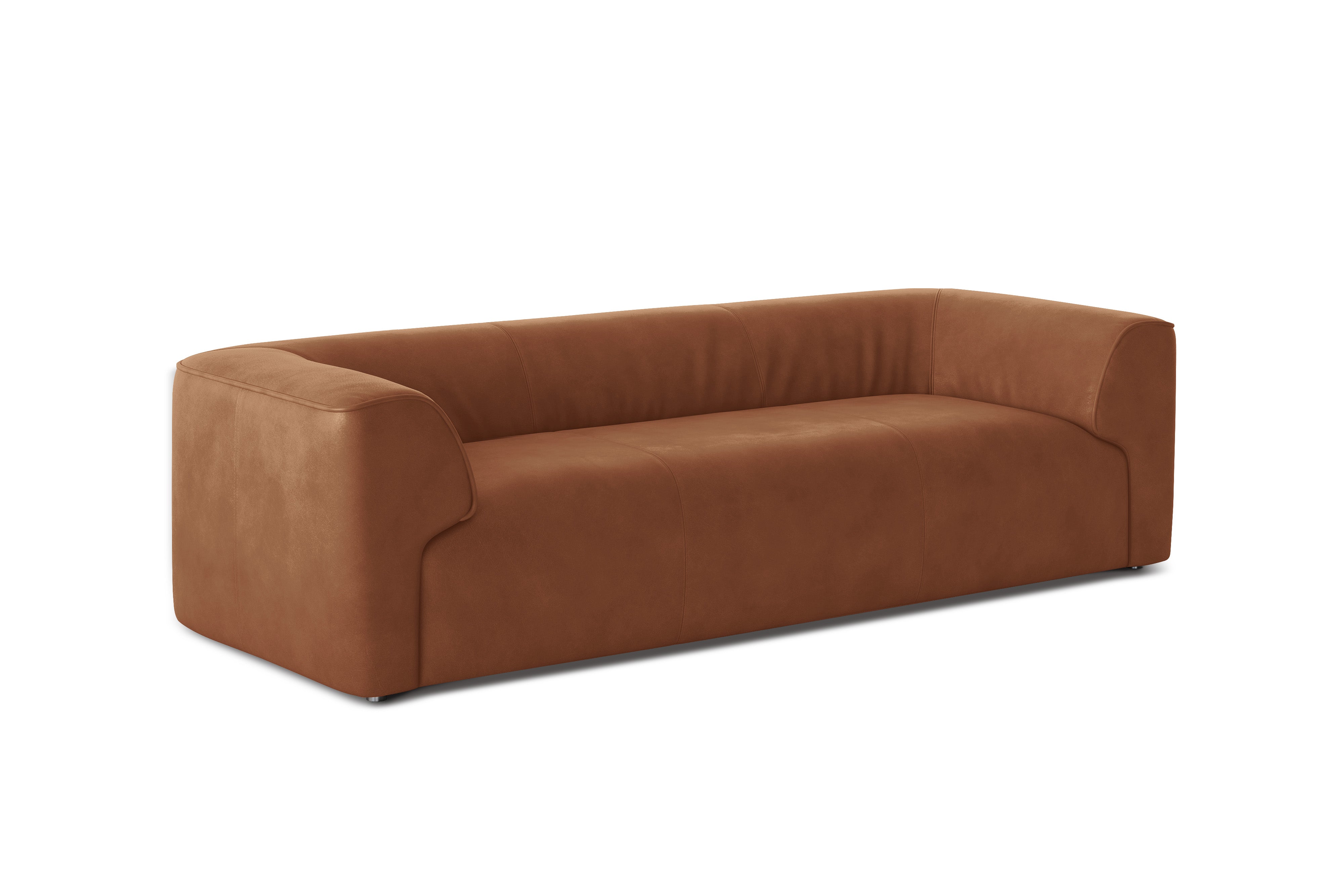 Valencia Cathleen 88" Full-Grain Aniline Leather Wide Sofa, Cognac