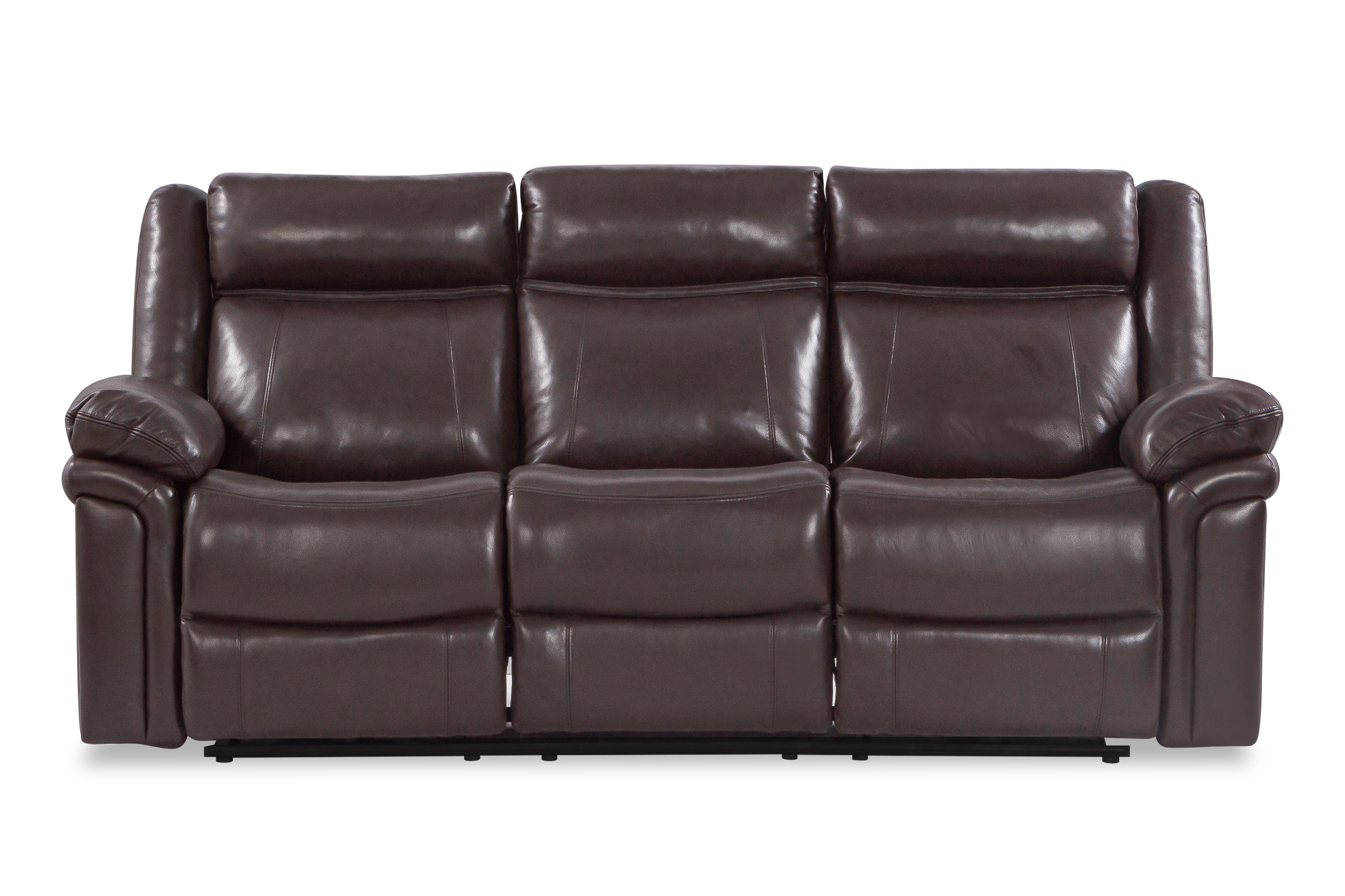 Valencia Charlie Leather Power Recliner Three Seats Sofa, Dark Brown