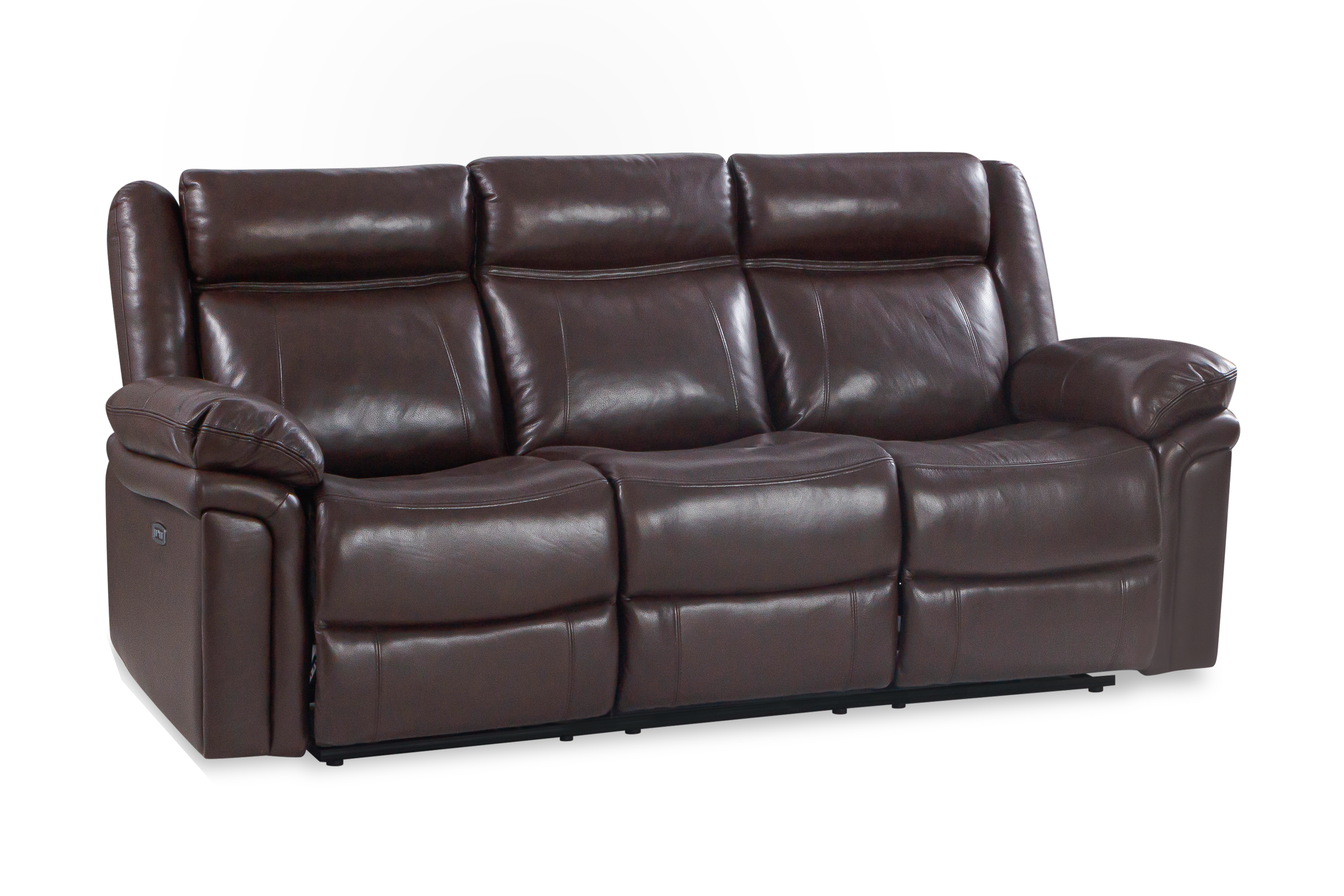 Valencia Charlie Leather Power Recliner Three Seats Sofa, Dark Brown