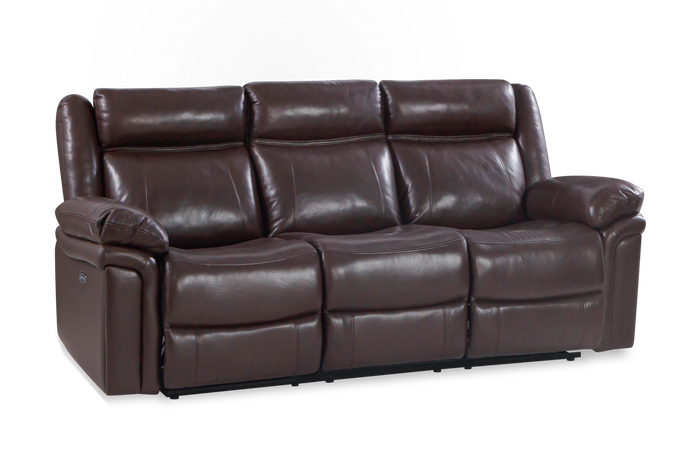 Valencia Charlie Leather Power Recliner Three Seats Sofa, Dark Brown