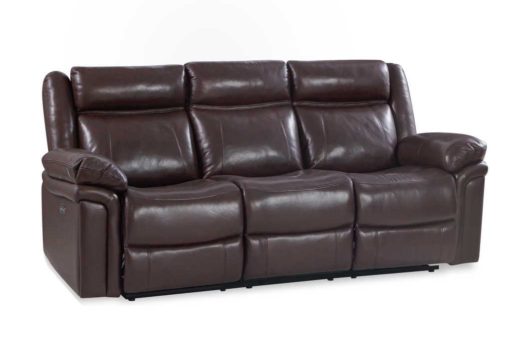 Valencia Charlie Leather Power Recliner Three Seats Sofa, Dark Brown