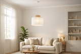 Duo White Jute Scandinavian Pendant Ceiling Light for Kitchen Island, Dining Room & Natural Interiors