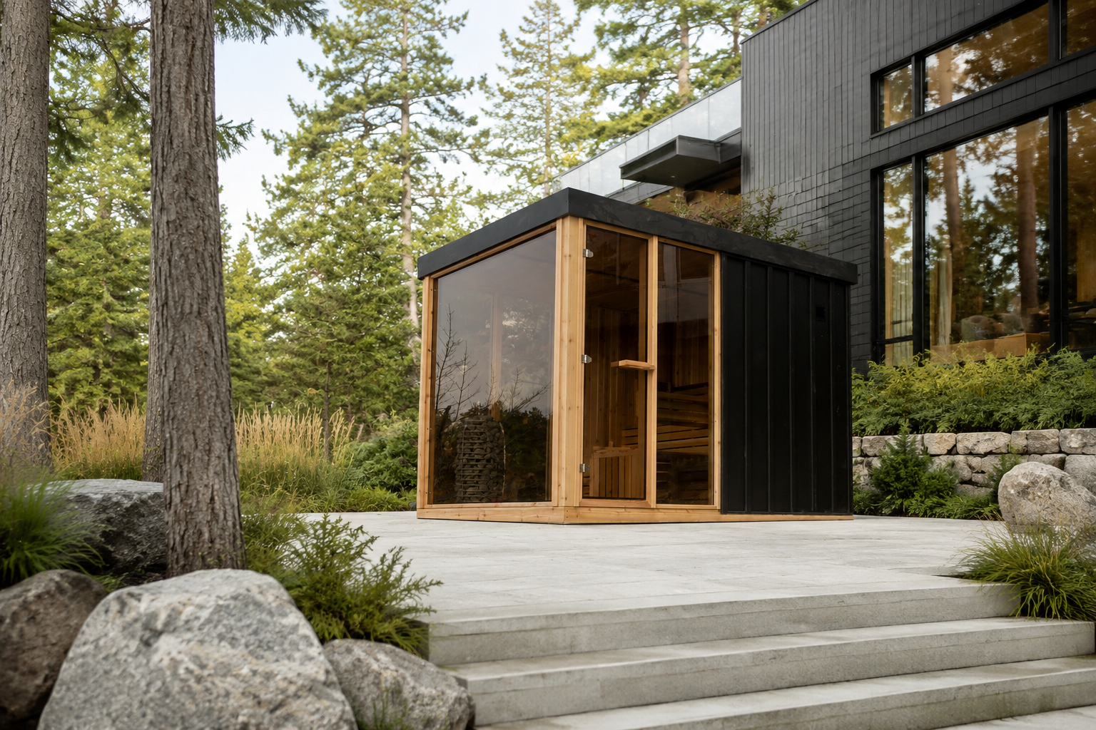 Nordic Style Outdoor Canadian Red Cedar Finnish Sauna