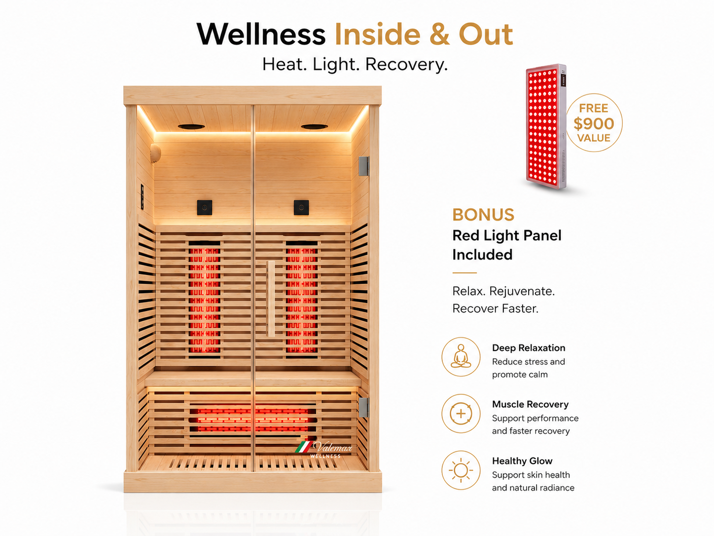 Valencia Aura™ Full Spectrum Low-EMF 2-Person Infrared Sauna