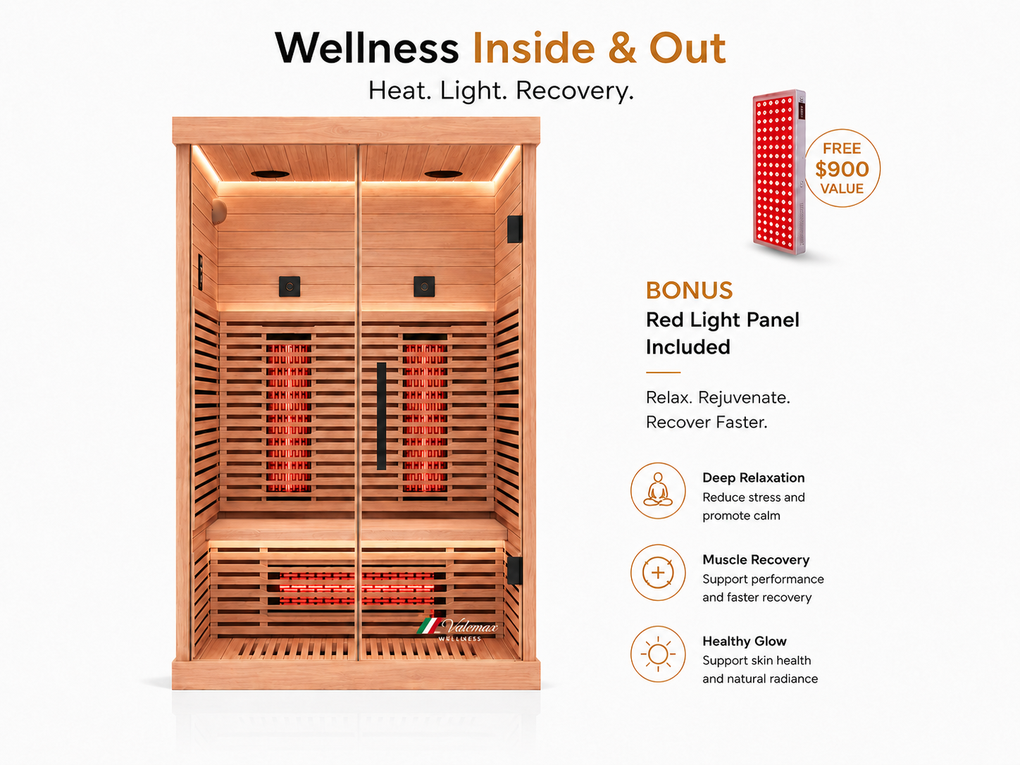 Valencia Aura™ Low-EMF 2-Person Full Spectrum Infrared Sauna