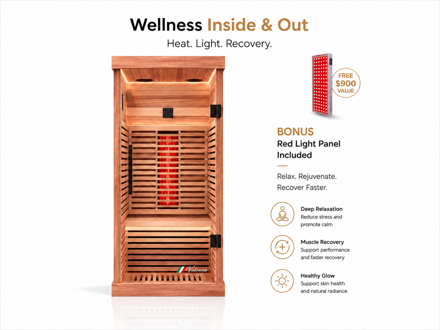 Valencia Aura™ Low-EMF 1-Person Full Spectrum Infrared Sauna