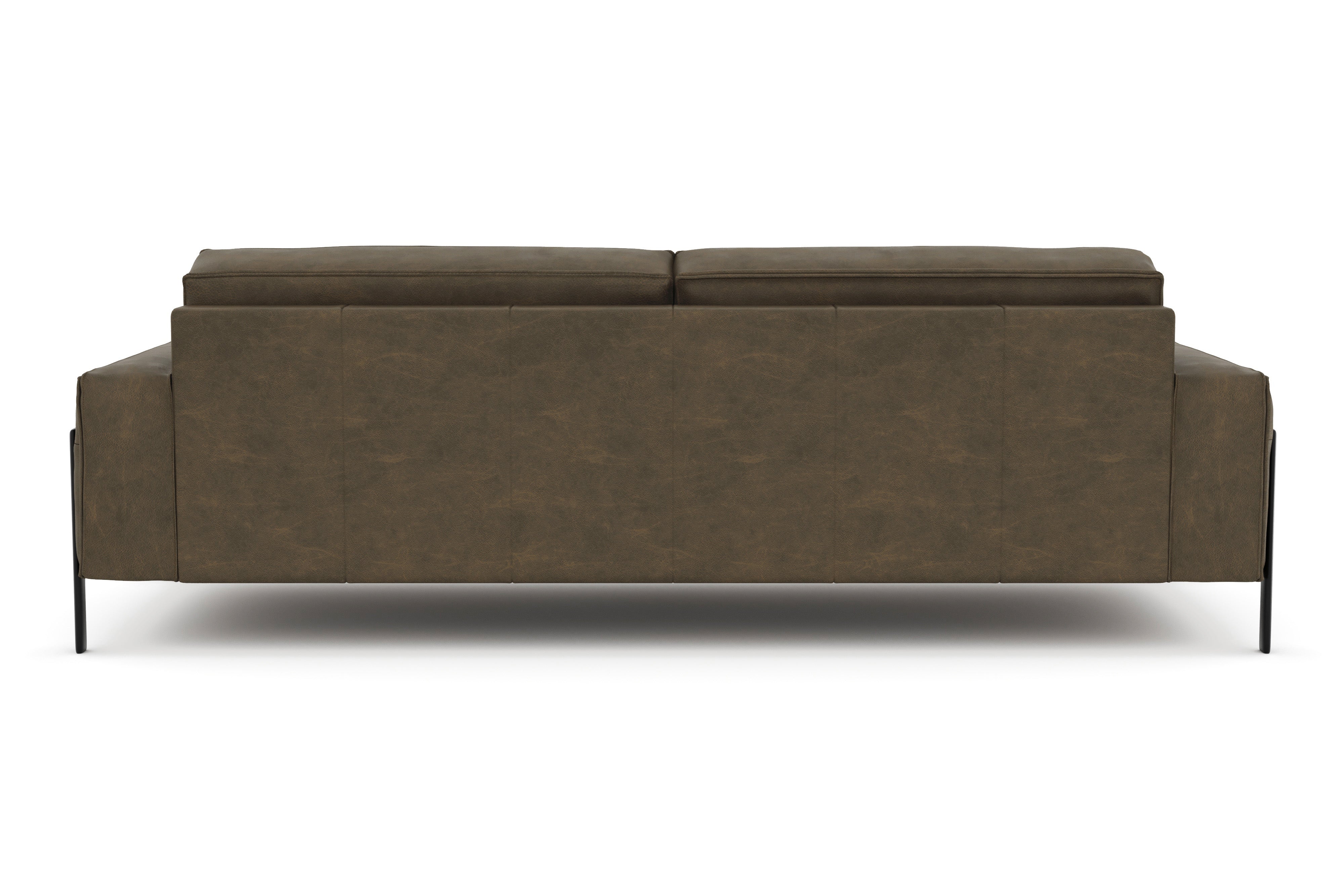 Valencia Chiara Leather Sofa with Steel Frame, Russet Brown Color