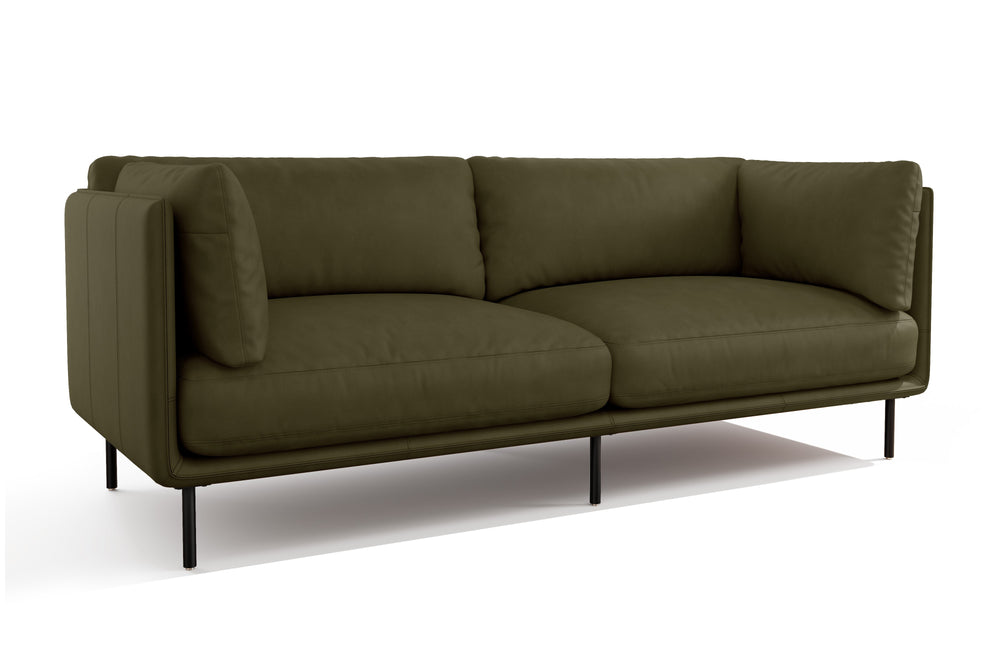 Valencia Chloe Leather Loveseat Sofa, Olive Green