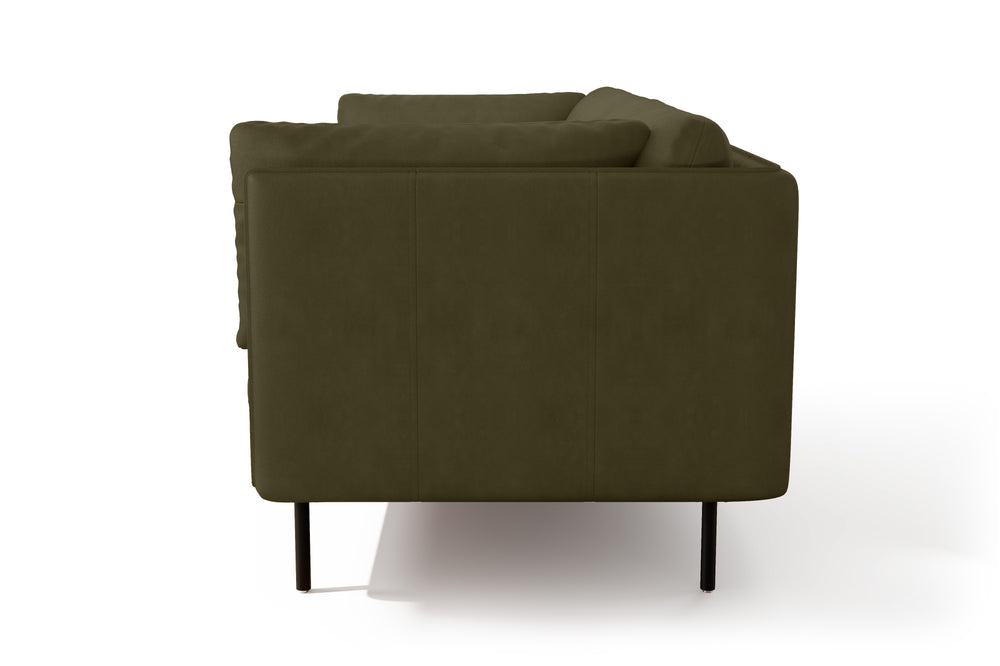 Valencia Chloe Leather Loveseat Sofa, Olive Green