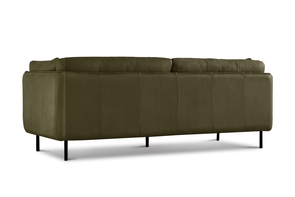 Valencia Chloe Contemporary Italian Nappa 11000 Leather Wide Sofa, Olive Green