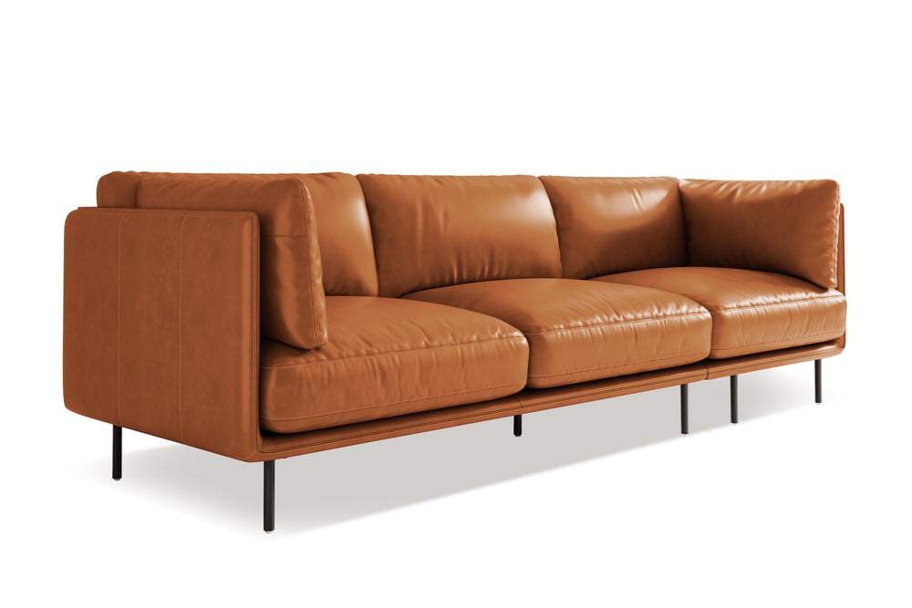 Valencia Chloe Leather Three Seats Sofa, Cognac