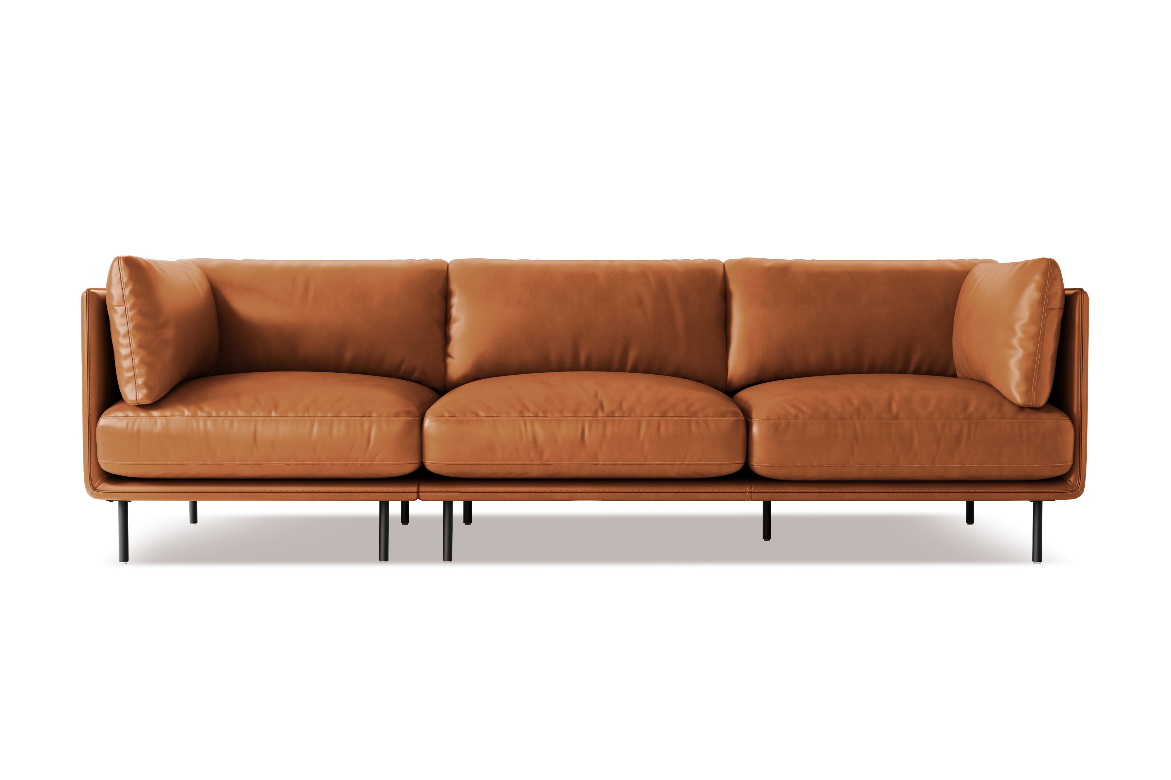 Valencia Chloe Leather Three Seats Sofa, Cognac