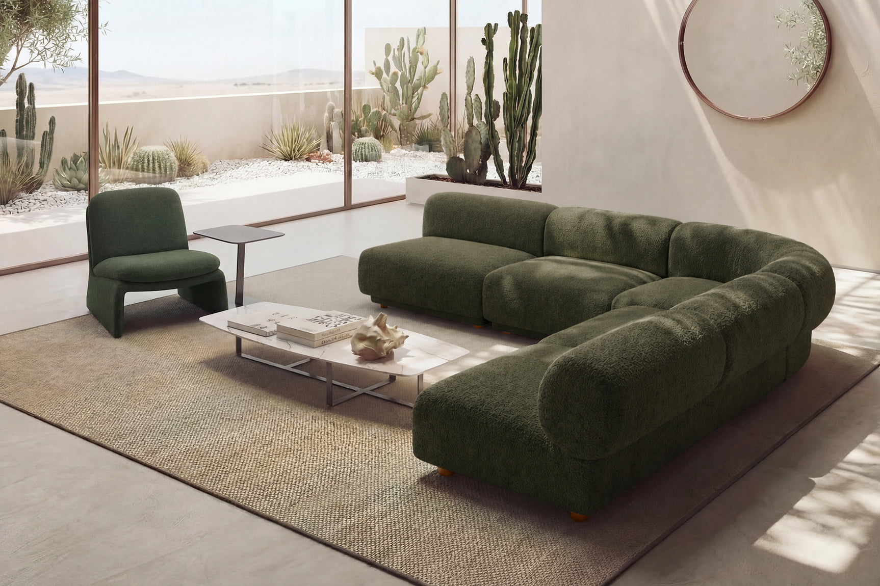 Christina Boucle Fabric Right Arm Sofa Module