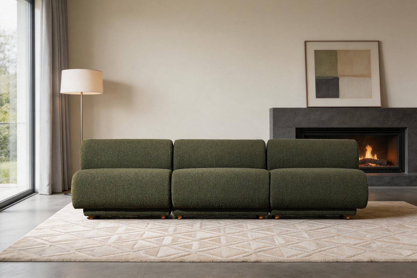 Christina Boucle Fabric Right Arm Sofa Module