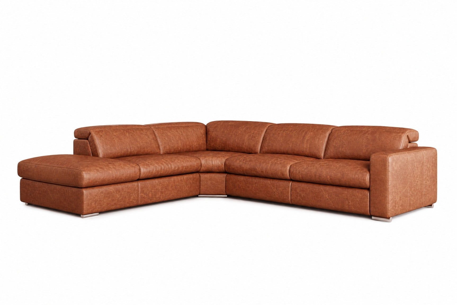 Clara Distressed Leather Recliner Sectional Sofa