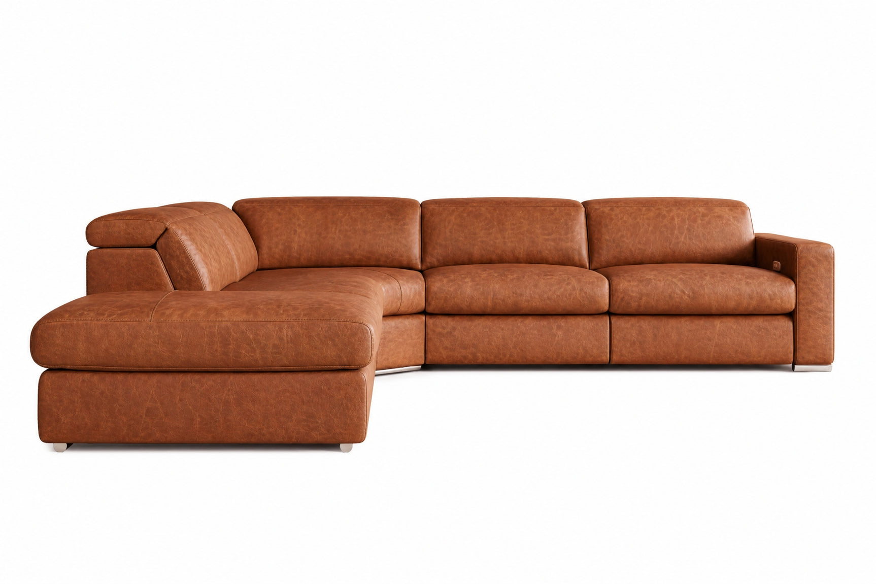 Clara Distressed Leather Recliner Sectional Sofa