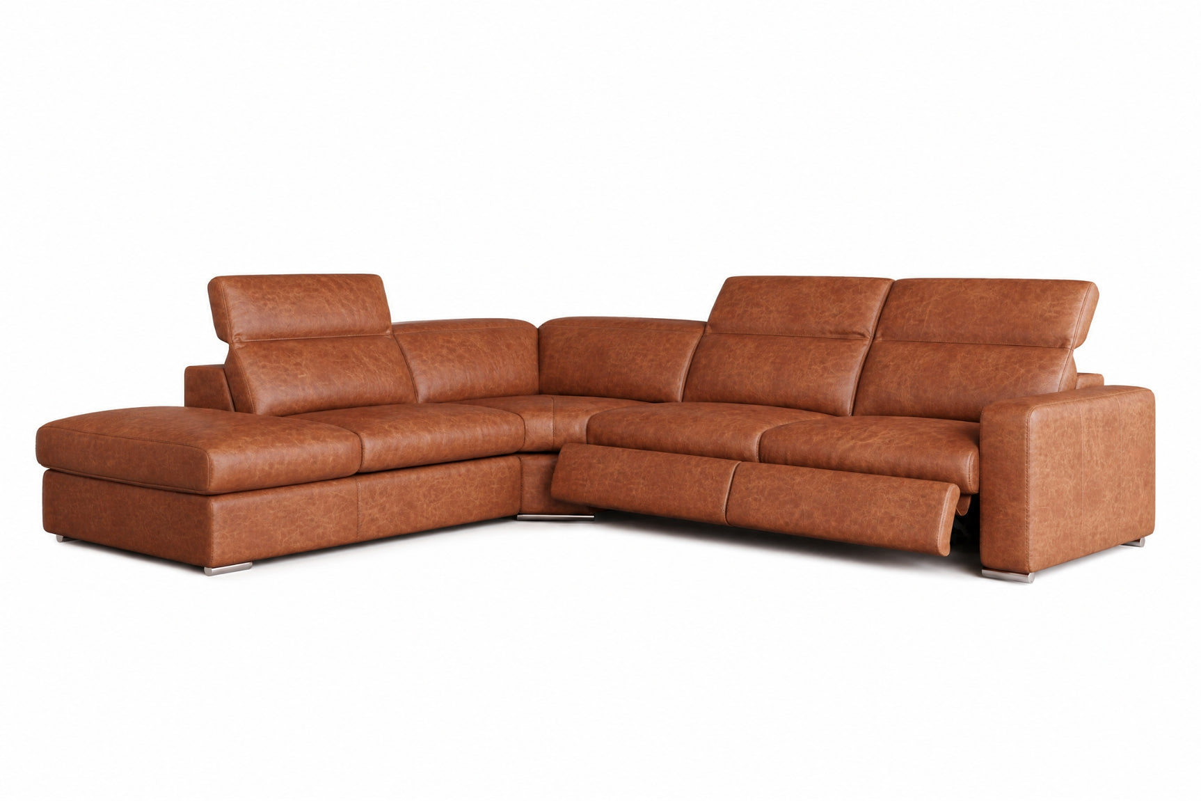 Clara Distressed Leather Recliner Sectional Sofa