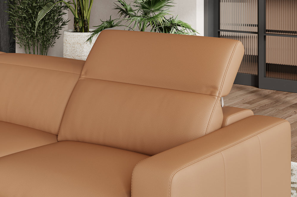Valencia Clara Leather Reclining Sectional Sofa, Left Hand Chaise, Cognac