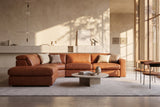 Clara Distressed Leather Recliner Sectional Sofa