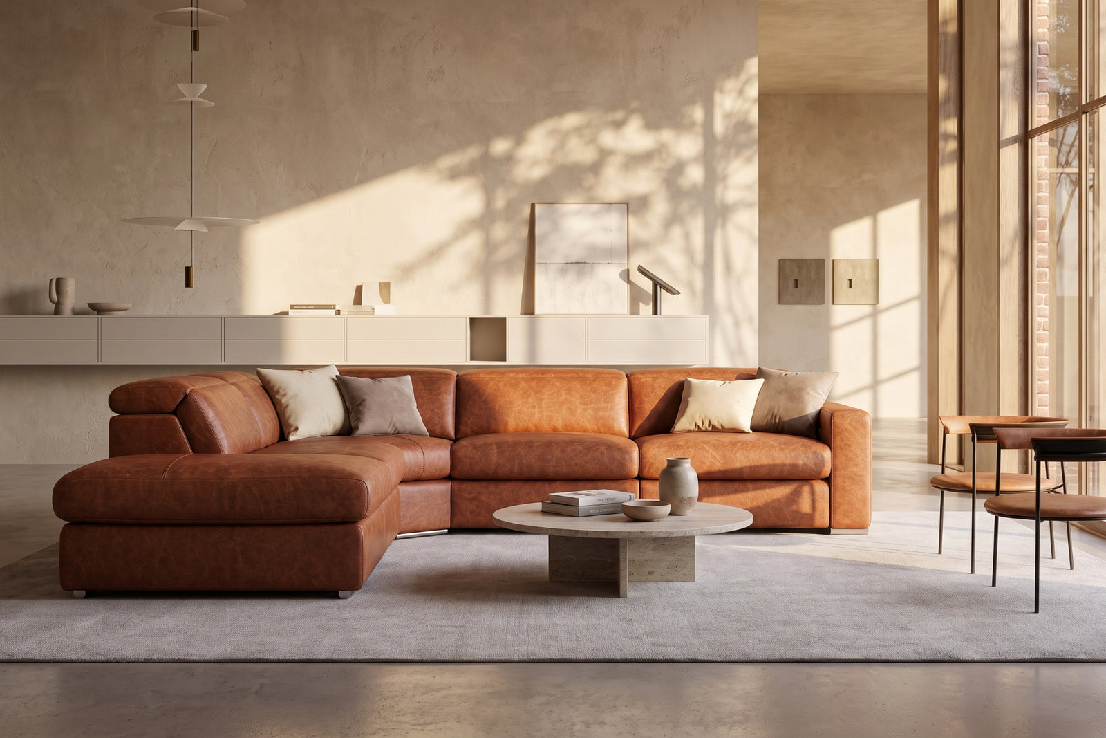Distressed leather glowing in natural light