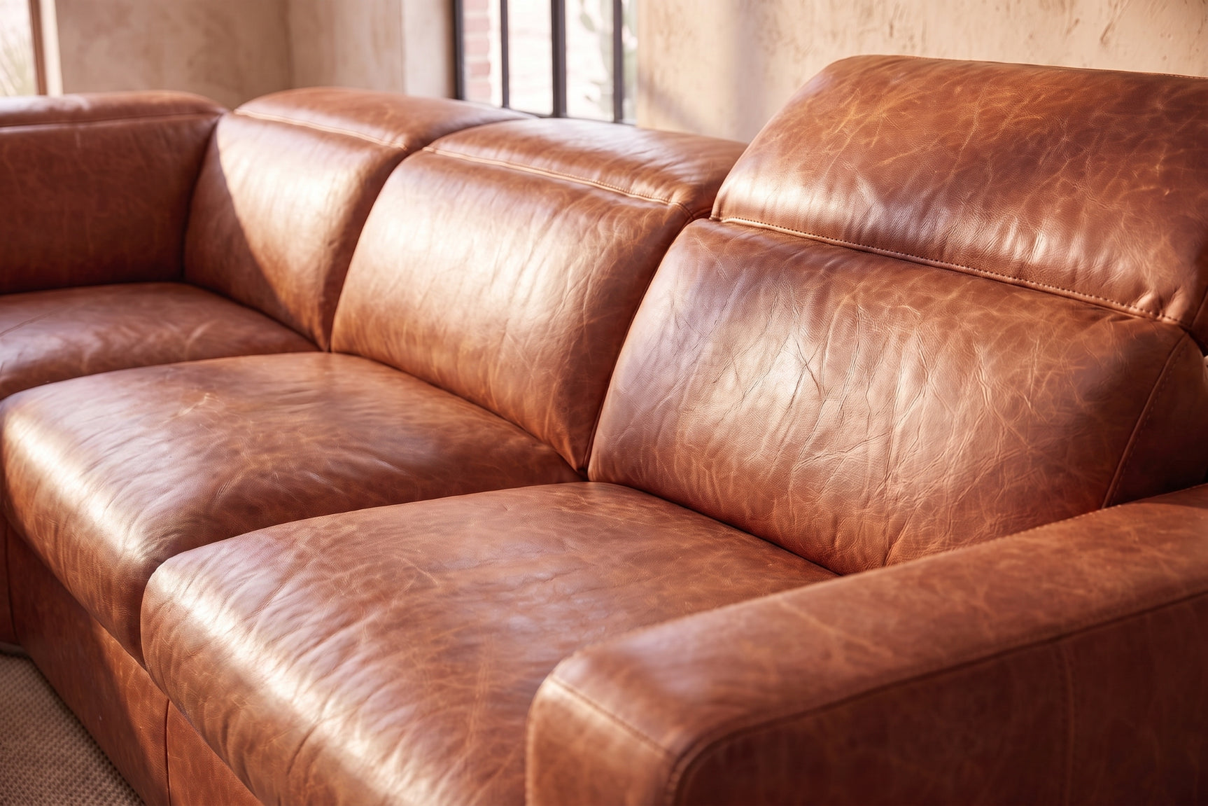 Clara Distressed Leather Recliner Sectional Sofa