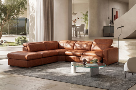 Clara Distressed Leather Recliner Sectional Sofa