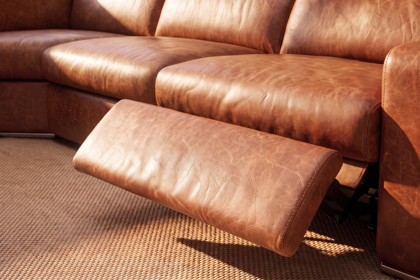 Clara Distressed Leather Recliner Sectional Sofa