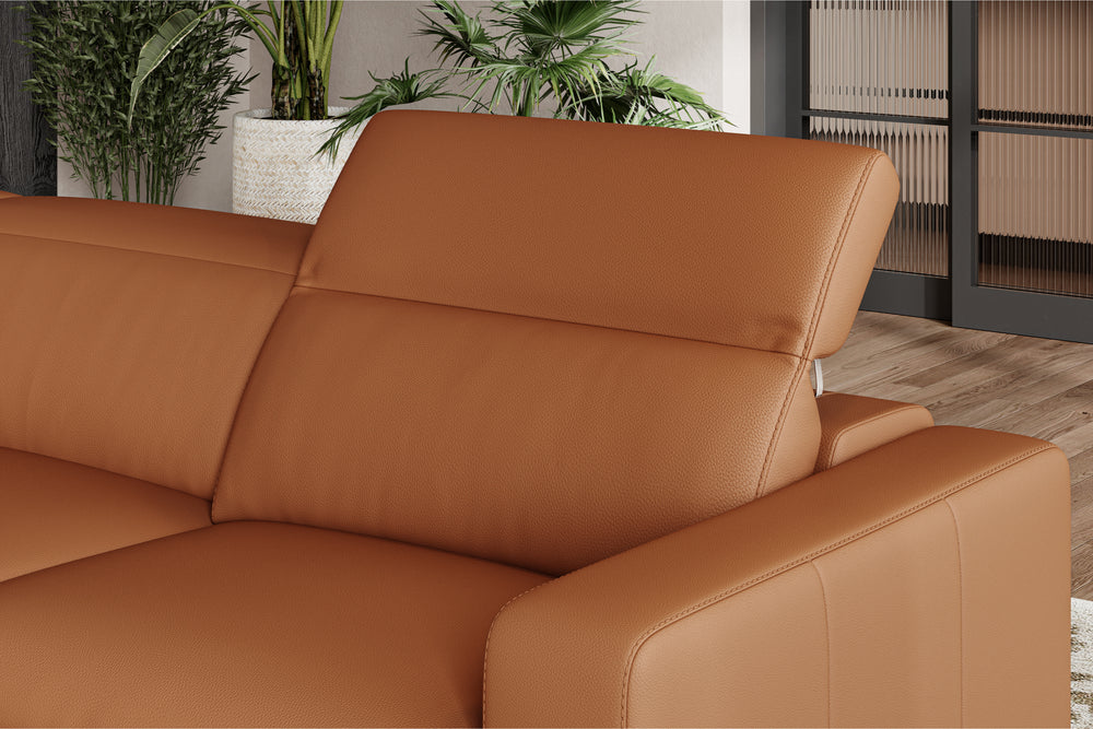 Valencia Clara Leather Reclining Sectional Sofa, Left Hand Chaise, Cognac