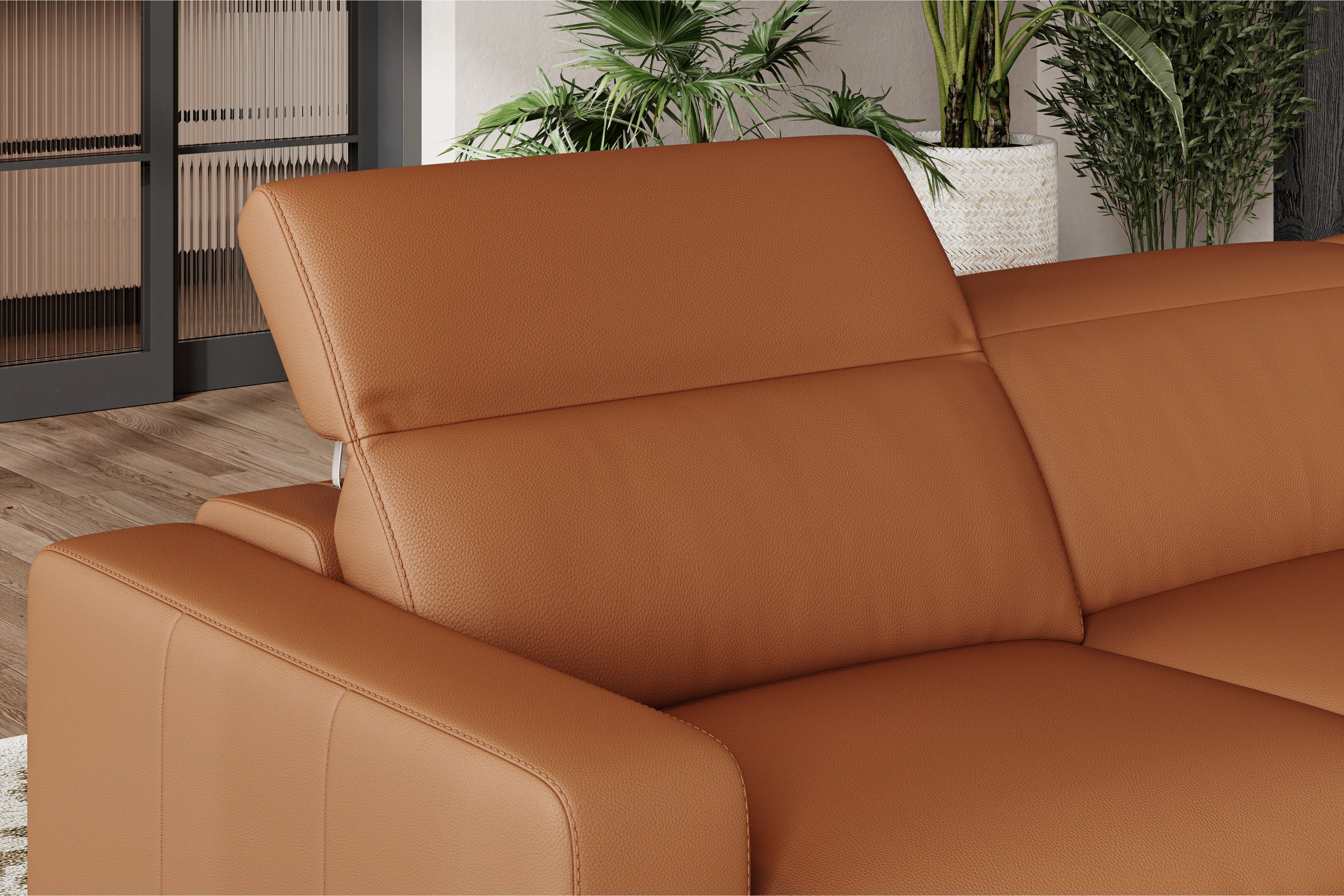 Valencia Clara Leather Reclining Sectional Sofa, Right Hand Chaise, Cognac