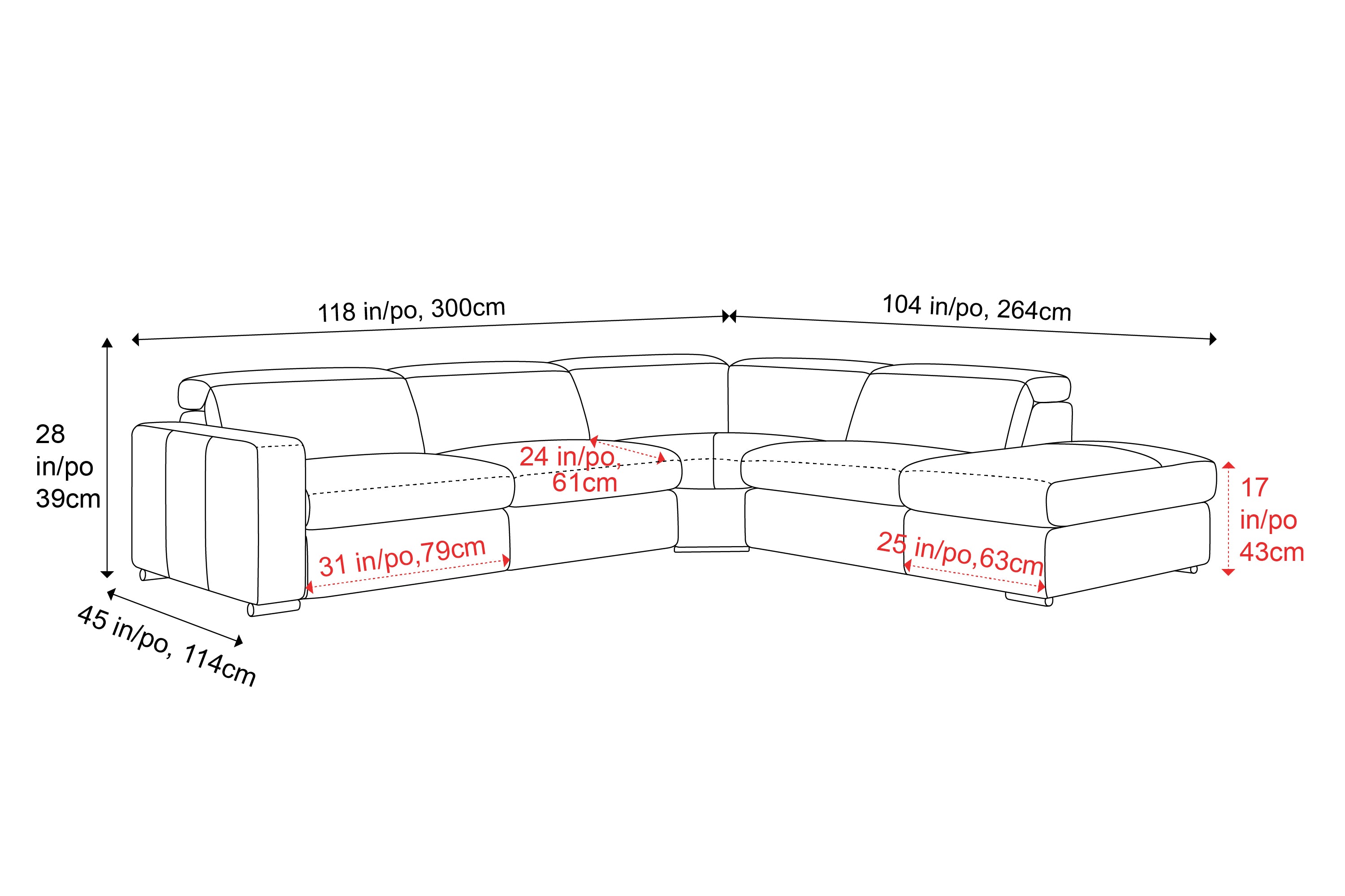 Valencia Clara Leather Reclining Sectional Sofa, Right Hand Chaise, Cognac