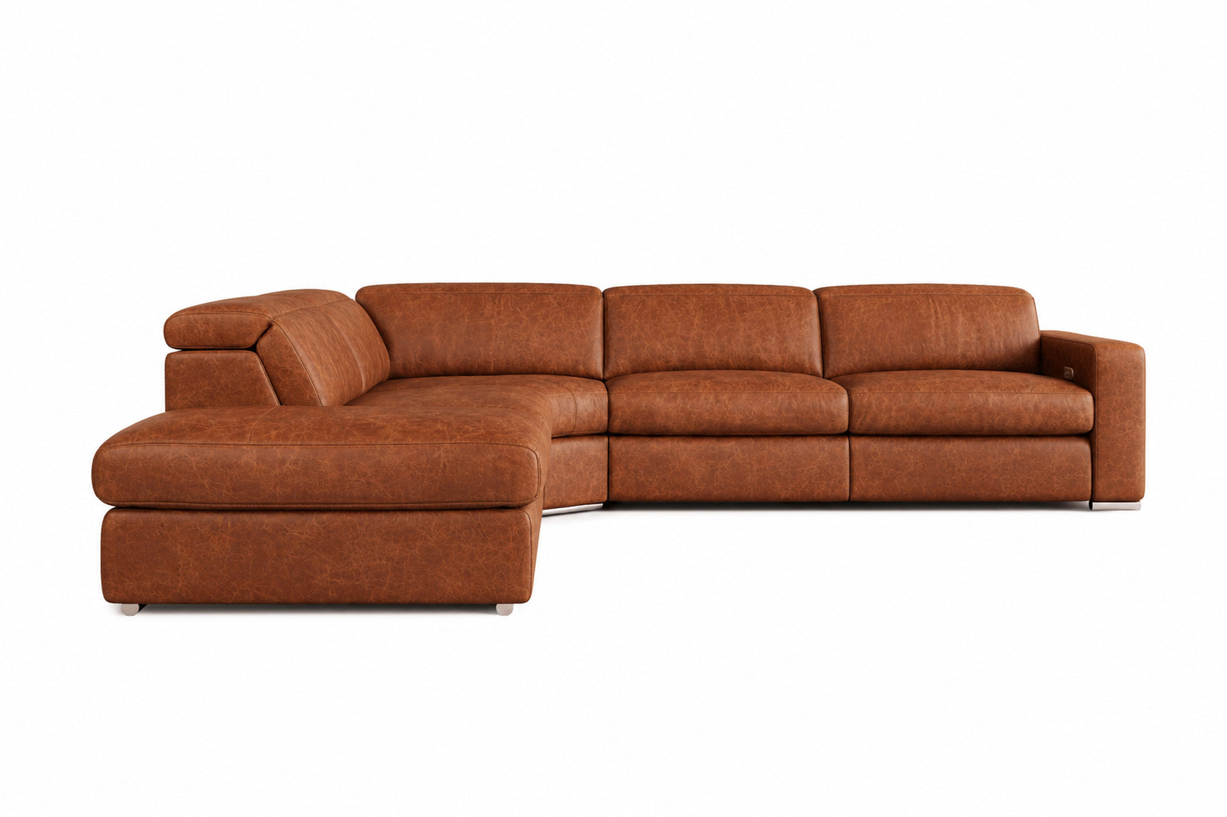 Clara Distressed Leather Recliner Sectional Sofa