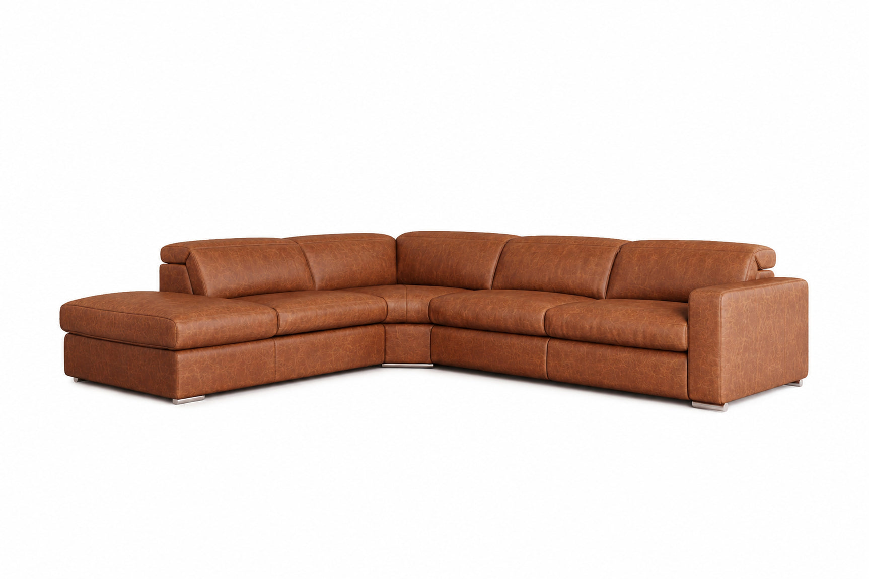 Clara Distressed Leather Recliner Sectional Sofa