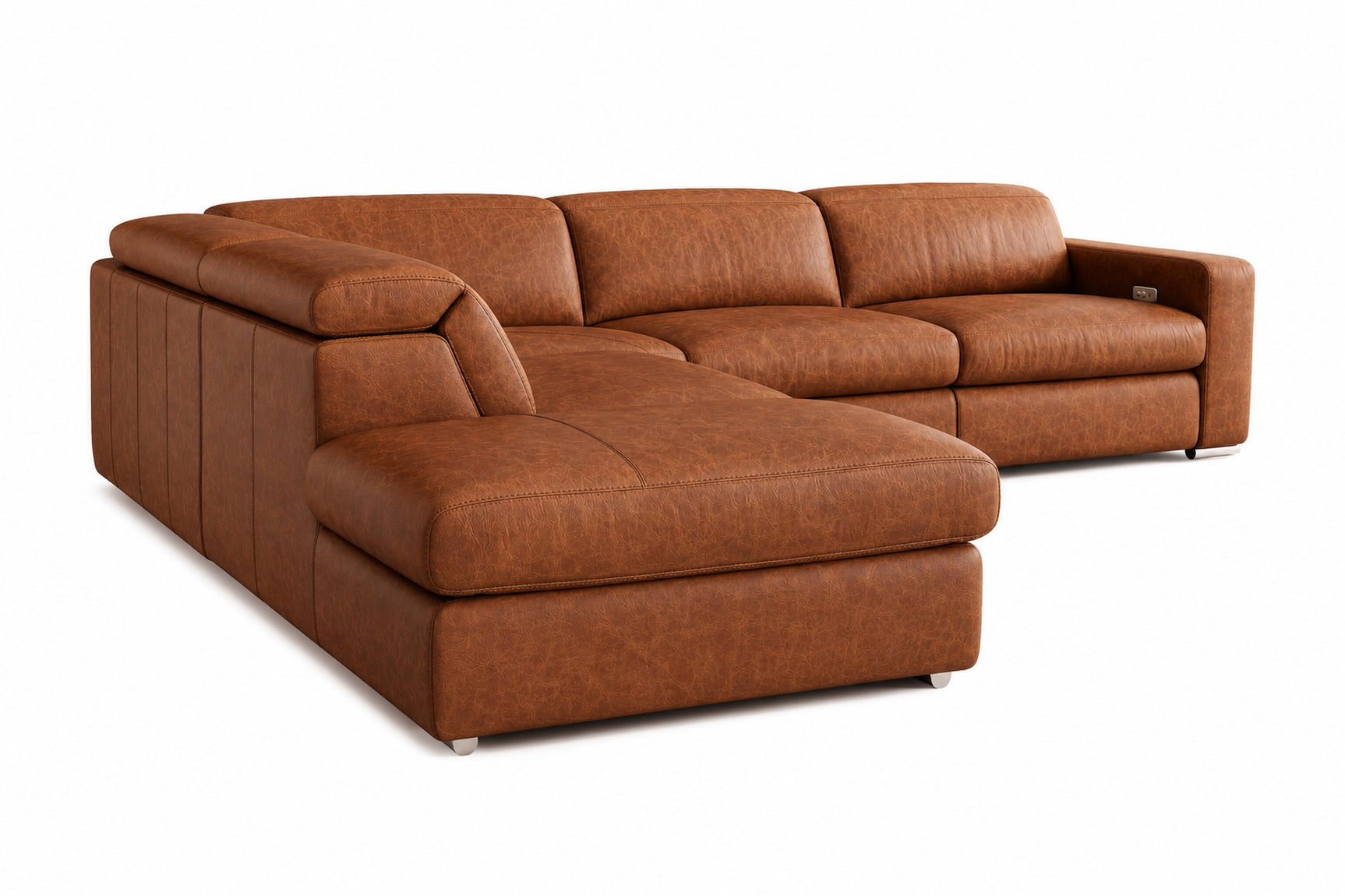 Clara Distressed Leather Recliner Sectional Sofa