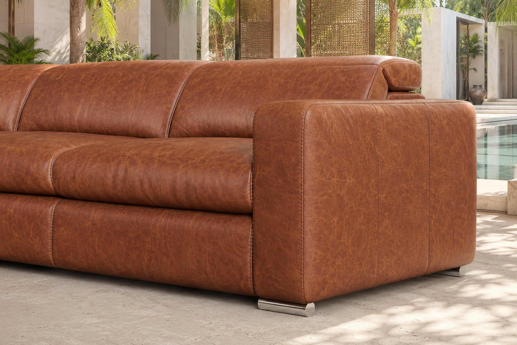 Clara Distressed Leather Recliner Sectional Sofa