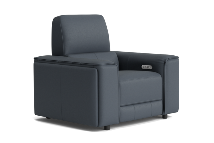 Valencia Cynthia Top Grain Leather Single Recliner Seat, Navy Blue