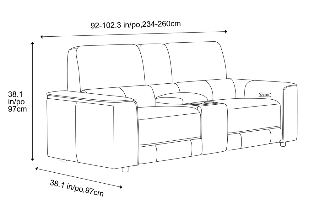 Valencia Cynthia Top Grain Leather Loveseat with Console Dual Recliner Sofa, Brown