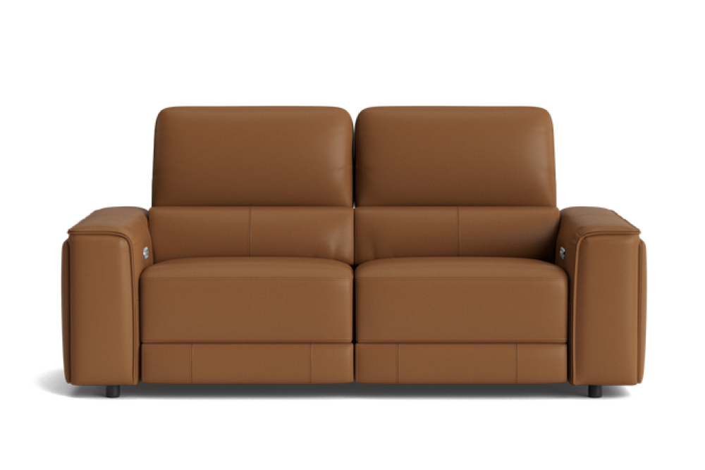 Valencia Cynthia Top Grain Leather Loveseat Dual Recliner Sofa, Brown